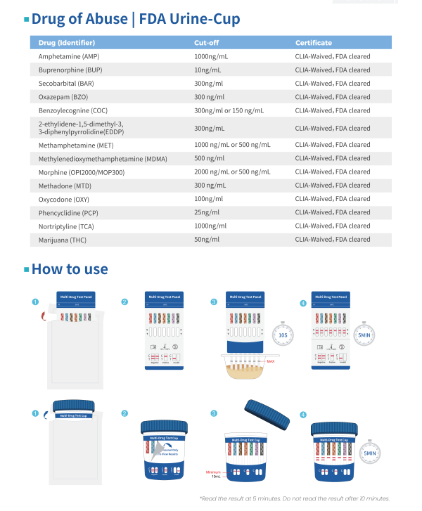 Hongmian10 Panel Rapid Drug Test Set CE Approved Manual Urinary Substance Abuse Pregnancy Test Custom